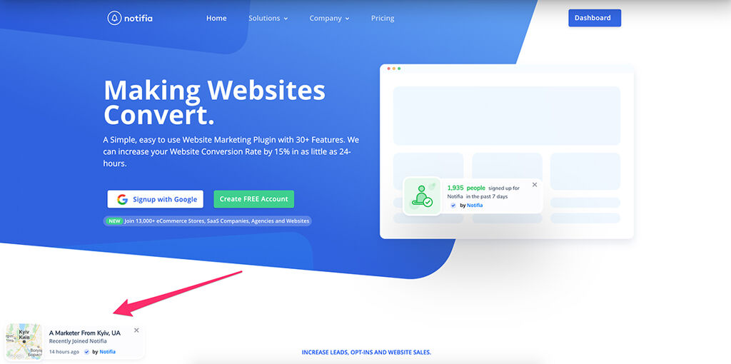 Social Proof Notifications - Website Personalization Examples